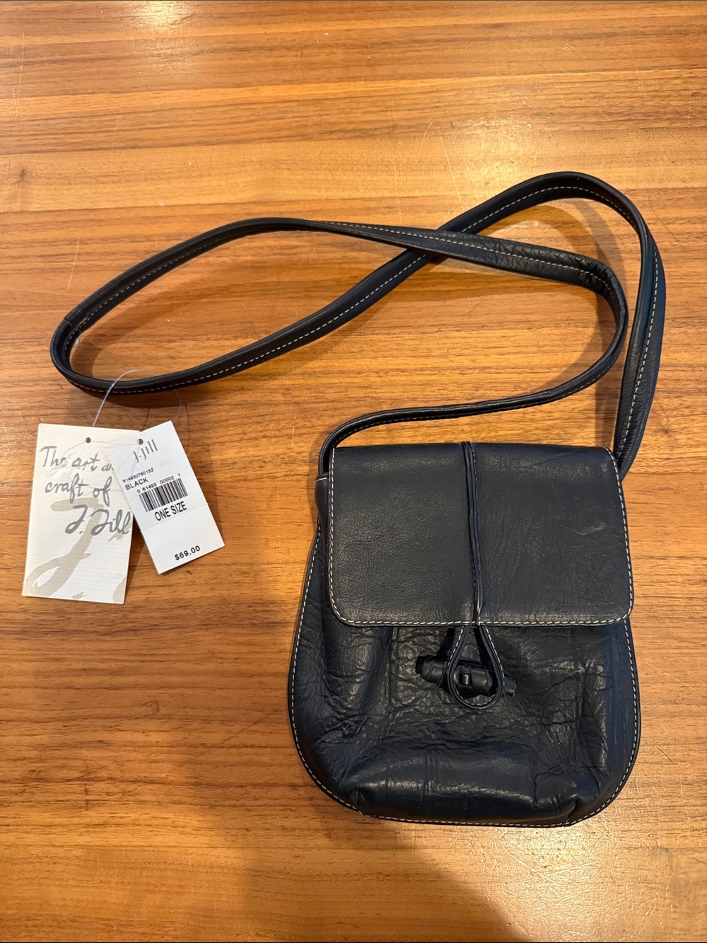 NWT J.Jill Black Leather Crossbody Purse Small 7”x 8”